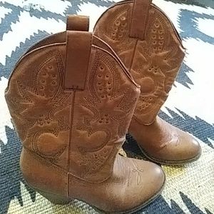Cognac Faux Leather Cowgirl Booties